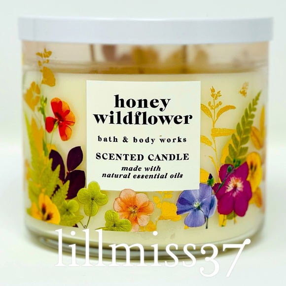 HONEY WILDFLOWER BRAND NEW BATH AND BODY WORKS 3 WICK CANDLE - Picture 2 of 8